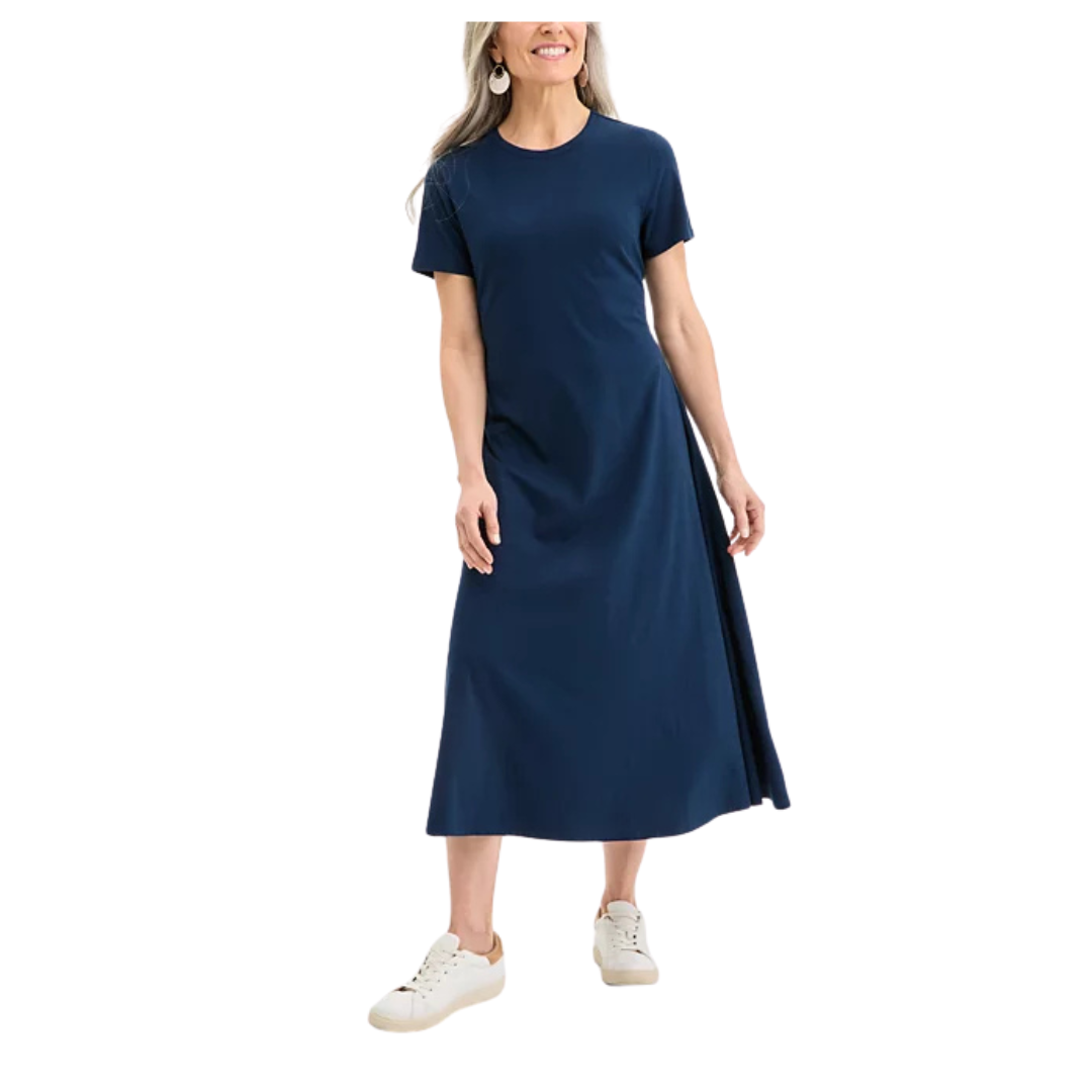 Style & Co Women's Printed Short-Sleeve Knit Midi Dress