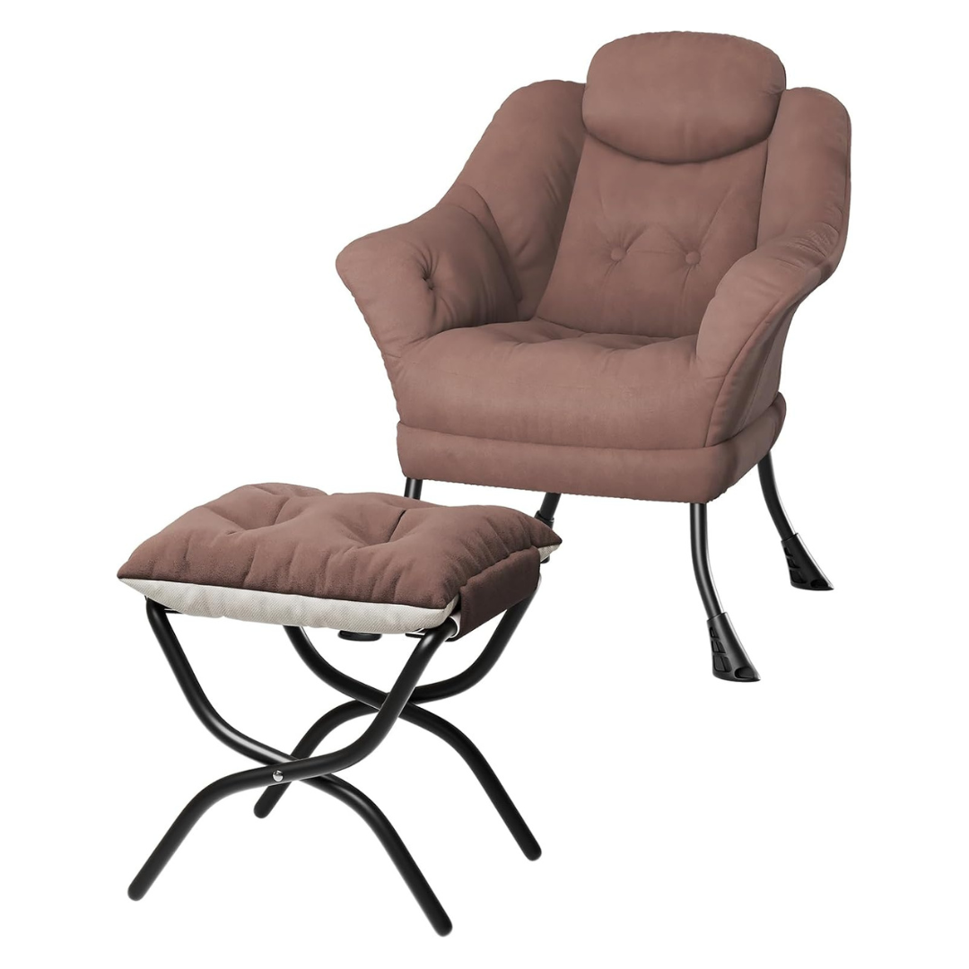 Modern Reading Lazy Chair With Ottoman