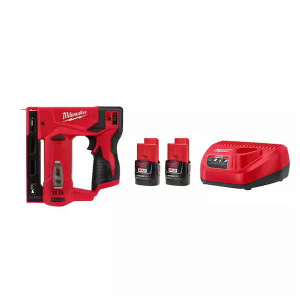 Milwaukee M12 12V Cordless 3/8" Crown Stapler + 2Ah Battery W/ Charger