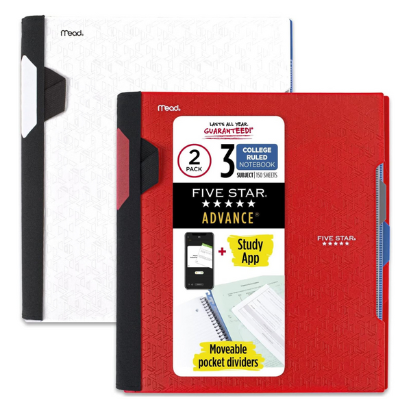 2-Pack Five Star Advance Spiral Notebooks + Study App