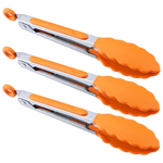7" Set Of 3 Mini Silicone Serving Tongs