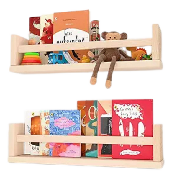 2-Pack 16" Rustic Wood Floating Shelves