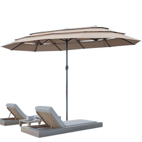Ainfox 15ft Double-Sided 3-Tier Rectangular Patio Umbrella