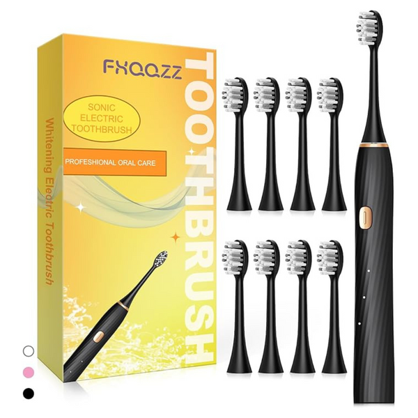 Sonic Electric Rechargeable Toothbrush w/ 8 Brush Heads (3 Color)