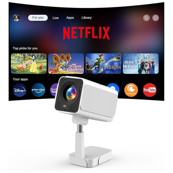 HD Portable Outdoor Smart WiFi Projector with Telescopic Stand