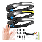 3-Pack Rechargeable Motion Sensor 9 Mode Super Bright Head Lamps (Black)