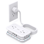 Addtam 7-in-1 Power Strip With 4ft Wrapped Flat Plug Power Strip