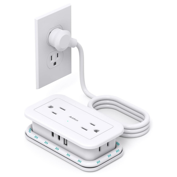 Addtam 7-in-1 Power Strip With 4ft Wrapped Flat Plug Power Strip