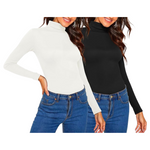 Save 50% On 2 Pack Turtleneck Slim Fitted Lightweight Tops (Various)