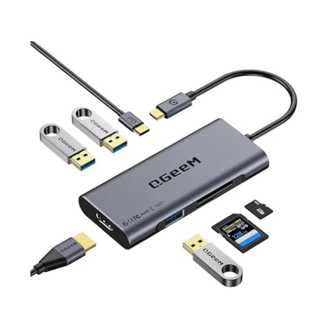 QGeeM 7-in-1 USB-C Hub USB 4k To HDMI Adapter