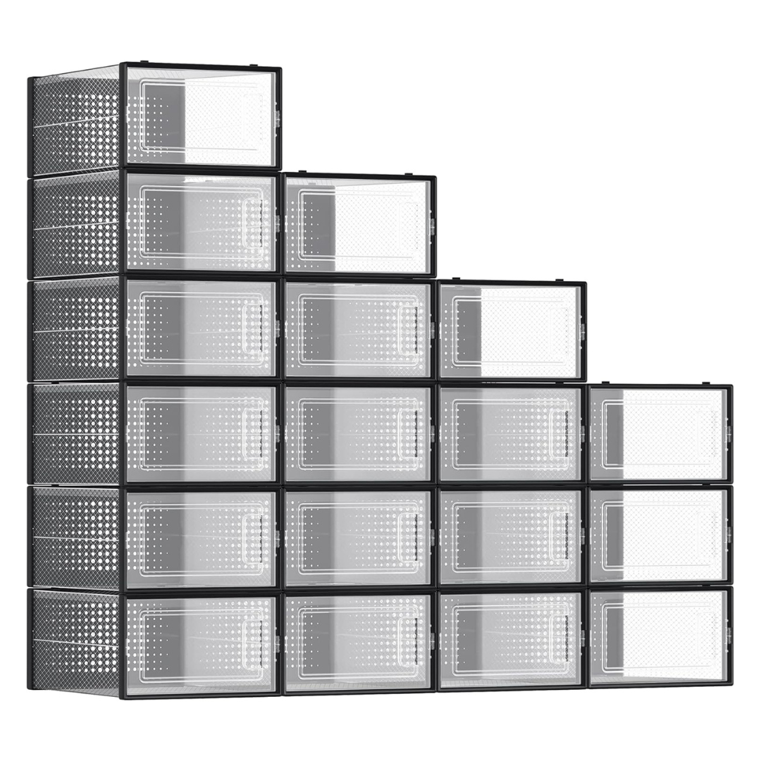 18-Pack SONGMICS Large Stackable Shoe Storage Boxes