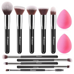 12-Piece Beakey Makeup Brush Set w/ Blender Sponge & Brush Cleaner
