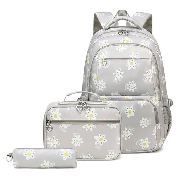 3-Piece Joyfulife Daisy Prints Backpack for Girls with Lunch Box
