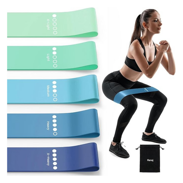 5-Pack Renoj Elastic Resistance Exercise Loop Bands for Workout