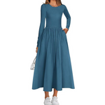 KIRUNDO Women's Long Sleeve Midi Dress with Pockets (13 colors)