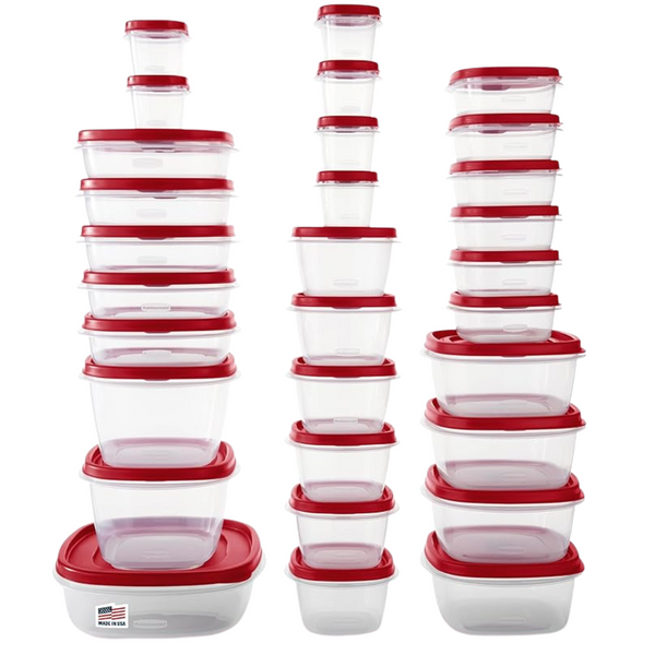 Rubbermaid 60-Piece Food Storage Containers With Lids, Microwave And Dishwasher Safe