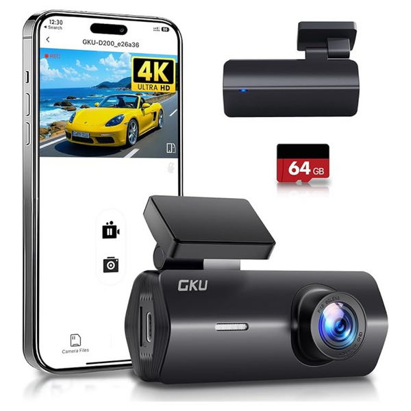 GKU 4K Dash Cam With 64GB Card