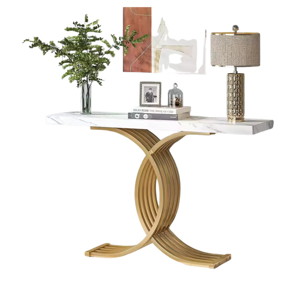Tribesigns 39" Console Faux Marble Gold Entryway Table