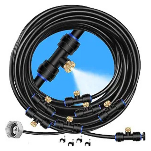 Goxawee 75Ft Misting Line + 28 Brass Mist Nozzles + Brass Adapter (3/4")