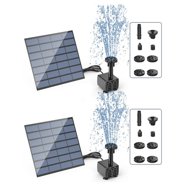 2 Pack Solar Water Pump With 6 Nozzles