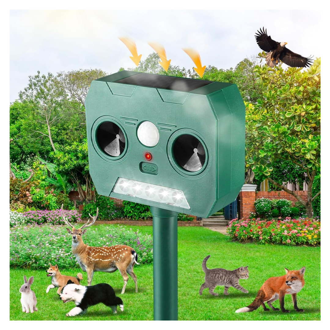 Solar Powered Ultrasonic Animal Repellent With Motion Sensor