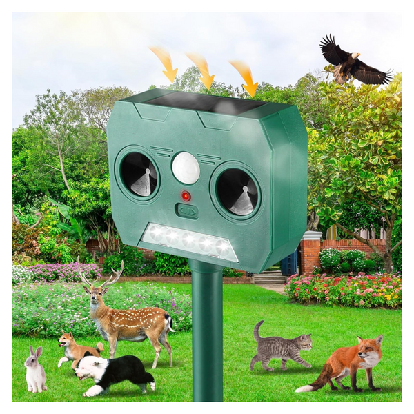 Solar Powered Ultrasonic Animal Repellent With Motion Sensor
