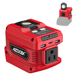 Azocek 220W/18V Battery Power Inverter Power Station W/ 400LM LED Work Light