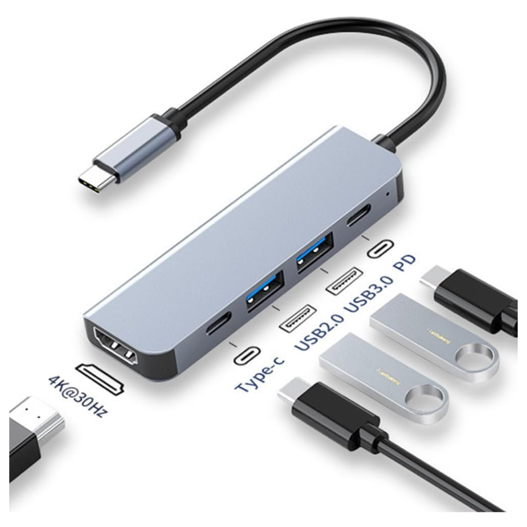 5 in 1 USB-C Hub Splitter With 4K HDMI