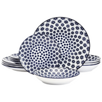 12-Pieces Blooming Delight Floral Plates Bowls Dinnerware Set