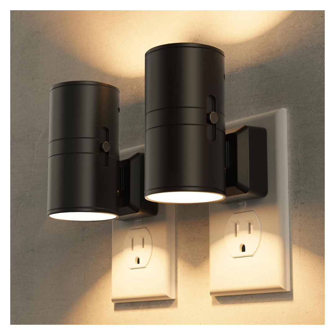 2-Pack Briignite 3000K Dimmable LED Wall Plug Night Lights W/ Sensor