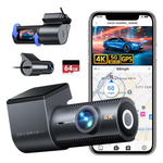 4K Front & 1080P Rear Dash Cam W/ 5G WiFi, GPS & 64GB Card