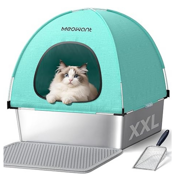 Meowant Stainless Steel Cat Litter Box with Lid
