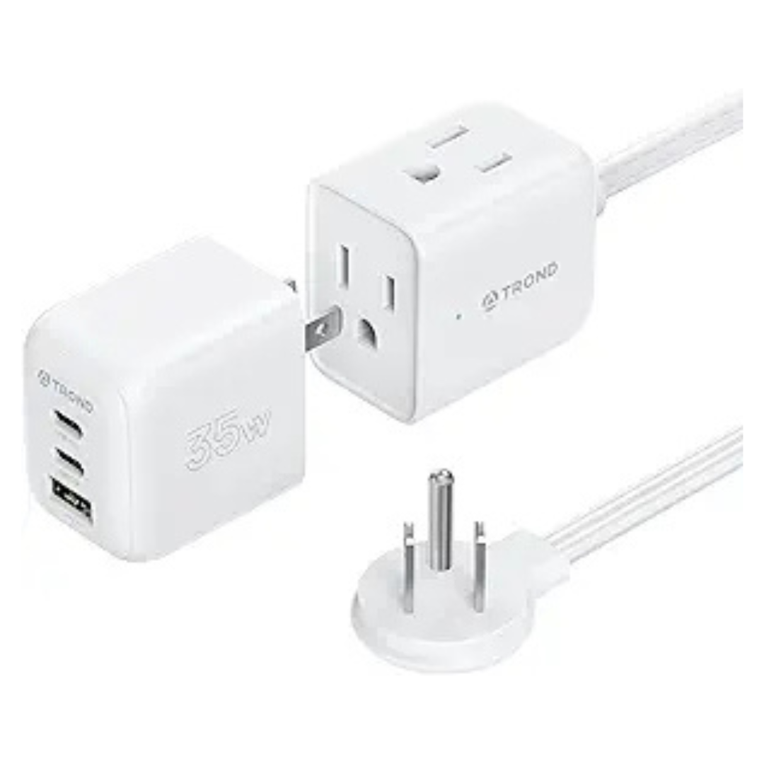 2-in-1 5ft Detachable Power Strip & 35W USB-C Charger Adapter (2 Colors)