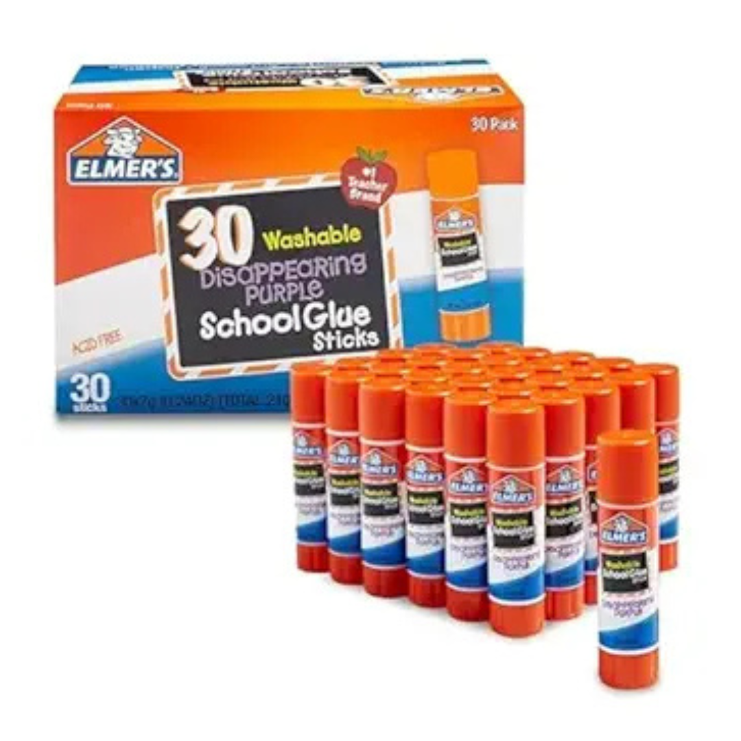 30-Count 0.24-Oz Elmers Disappearing Purple School Glue Washable Sticks
