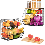 2-Pack 3 Tier Fruit Basket for Kitchen with Cutting Board