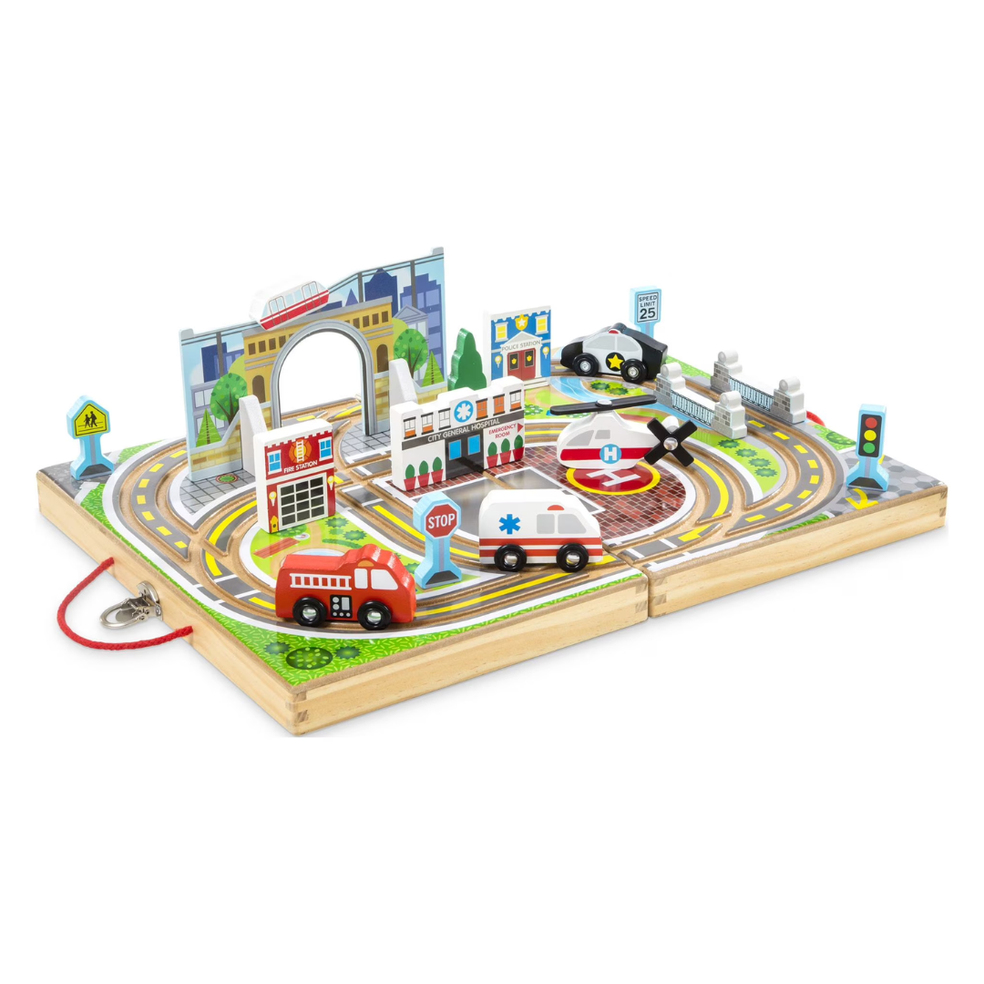 18-Piece Melissa & Doug Wooden Take-Along Tabletop Town