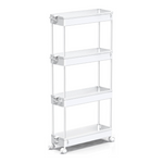 4-Tier Spacekeeper Slim Rolling Storage Cart (White)