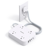 5ft Power Strip Flat Plug Extension Cord with 4 USB Ports