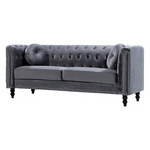 US Pride Furniture Grey Velvet Chesterfield Sofa