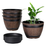4-Pack 7.6" Plant Pots With Drainage & Saucers