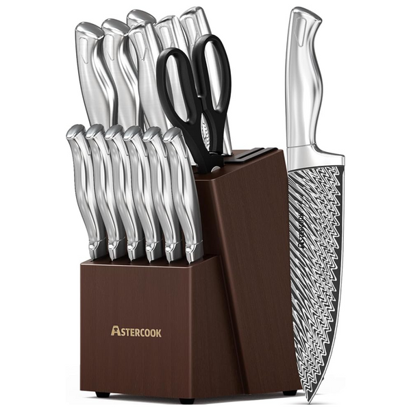 15-Piece Astercook German Stainless Steel Kitchen Knife Set