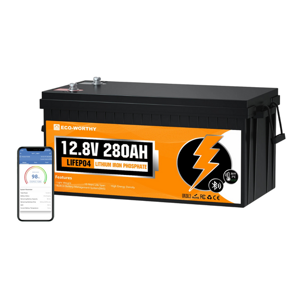 ECO-WORTHY 3584Wh 12V/280Ah Smart LiFePO4 Battery W/ Bluetooth Monitoring