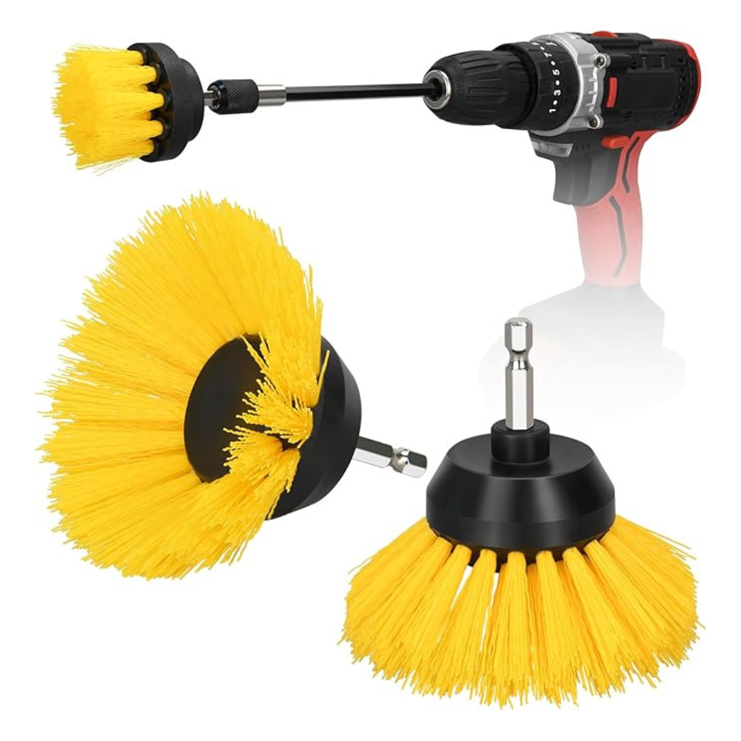 3-Piece Grout Drill Brush Attachment Kit (Yellow)