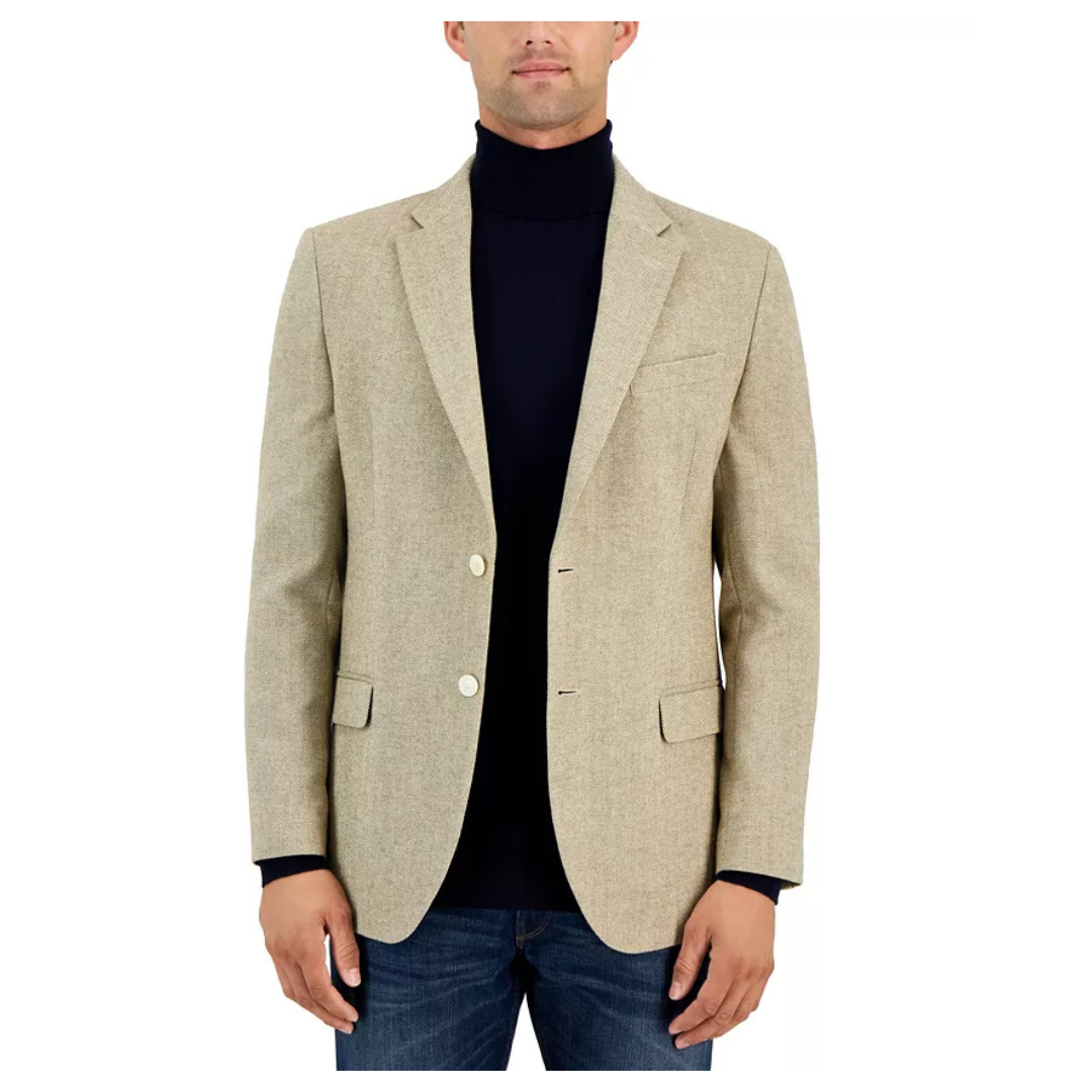 Nautica Men's Modern-Fit Solid Herringbone Tweed Sport Coat