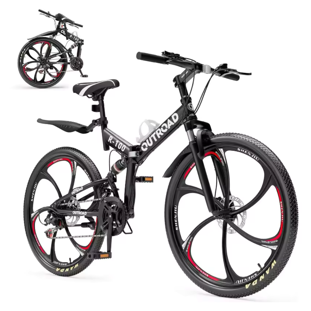 26" Folding High-Carbon Steel Mountain Hybrid Bike