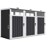 Outdoor Trash Can Storage Shed for 3 Large Cans With Lockable Door