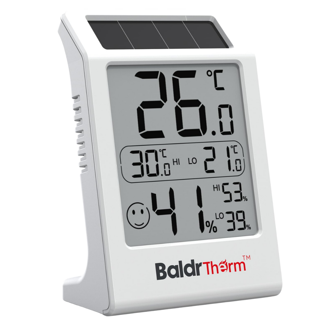 BaldrTherm Solar-Powered Humidity Meter Hygrometer (3.2")