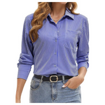 Women's Long Sleeve Blouse Collared Professional Dress Shirt