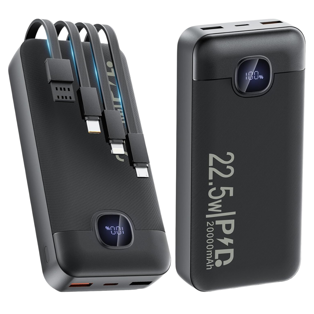 20000mAh 22.5W PD Power Bank With 4 Built-in Cables