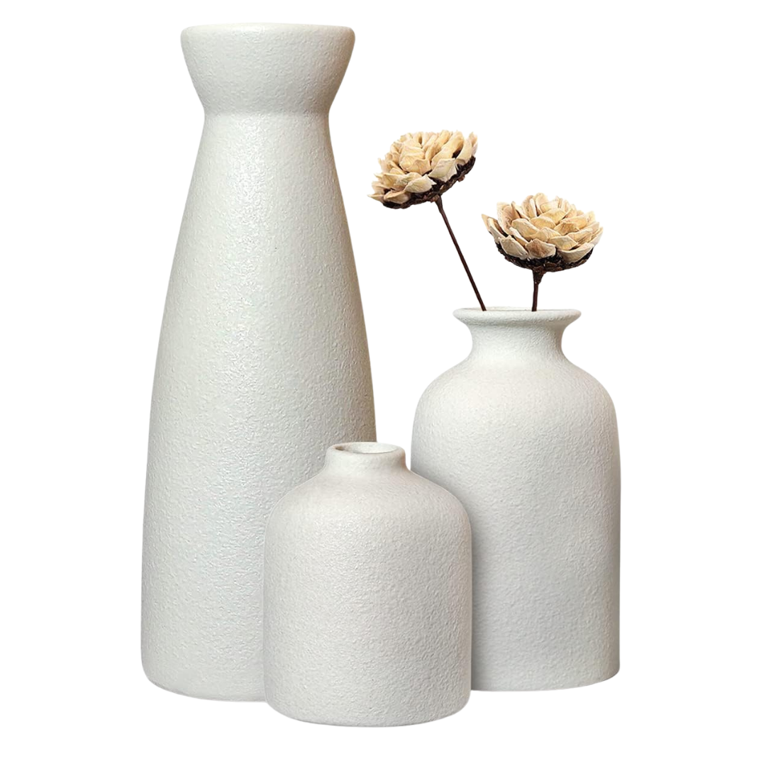Set of 2 Modern Ceramic Boho Decor Flower Vases